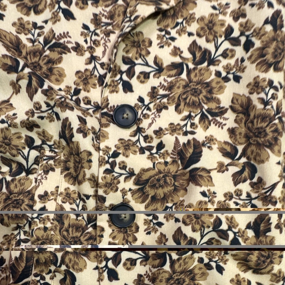 Free People Women's Floral Cropped Blazer Jacket Brown Beige Button Front Size M - Picture 4 of 9